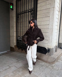 Veste rétro en daim à manches longues - Valentina