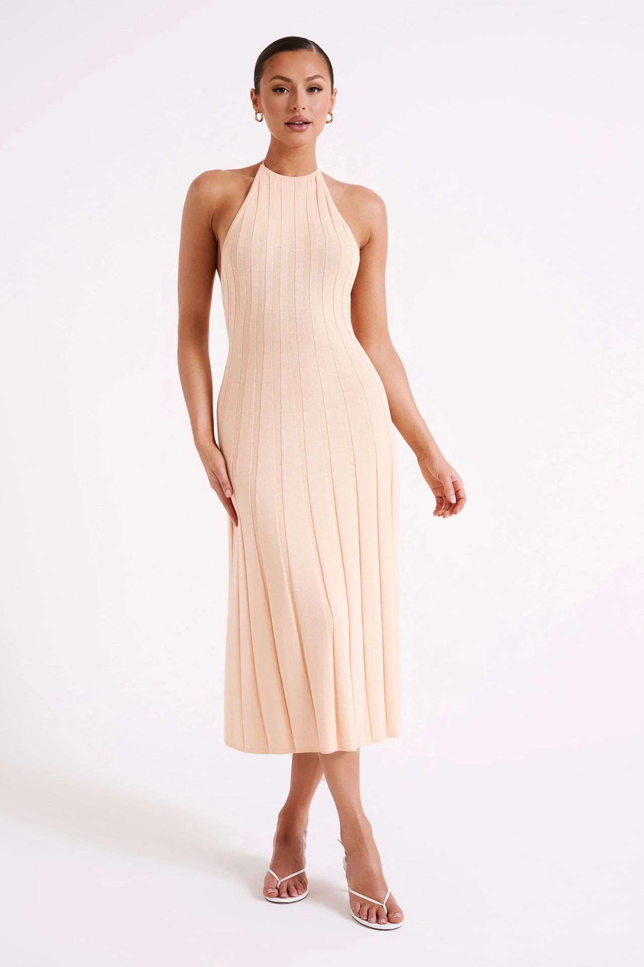 Midikleid aus gewebtem Plissee mit Neckholder - Dalila