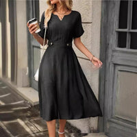 Damen-Midikleid mit taillierter Passform im fließenden, eleganten Stil - Renata