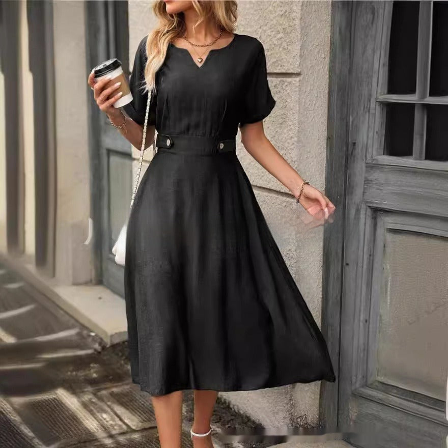 Damen-Midikleid mit taillierter Passform im fließenden, eleganten Stil - Renata