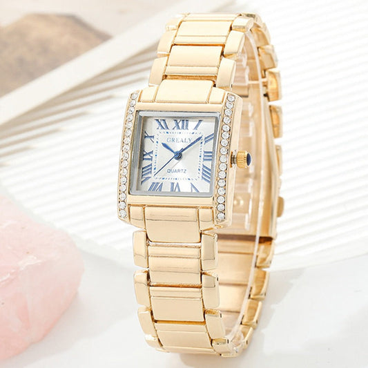 Montre rectangulaire pour femmes avec chiffres romains