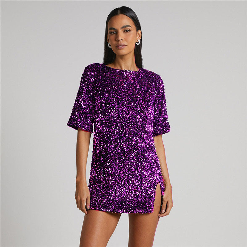 Damen Paillettenkleid mit Glanzeffekt - Salyen