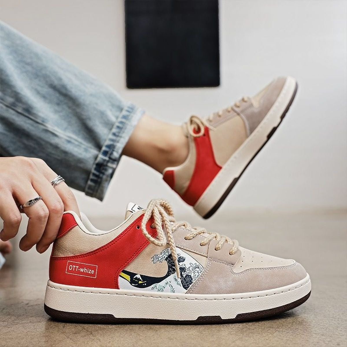 Mehrfarbige Herren-Turnschuhe mit grafischem Aufdruck - Enzo