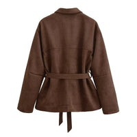 Veste en daim pour femme avec ceinture - Avelise