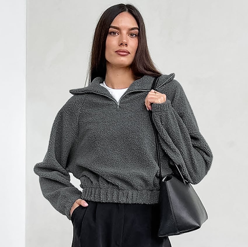 Plüsch-Strukturjacke für Frauen - Ervaya