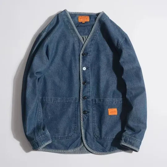 Herren-Jeansjacke mit V-Ausschnitt - Milo
