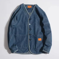 Veste en jean à col en V pour hommes - Milo