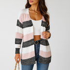 Leichte offene Damenstrickjacke mit Streifenmuster - Bianca