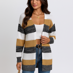 Leichte offene Damenstrickjacke mit Streifenmuster - Bianca