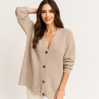 Gilet tricoté beige avec boutons pour femme - Elira