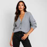 Gilet tricoté beige avec boutons pour femme - Elira