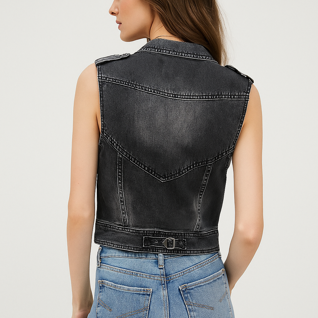 Gilet en denim style motard pour femme - Vera