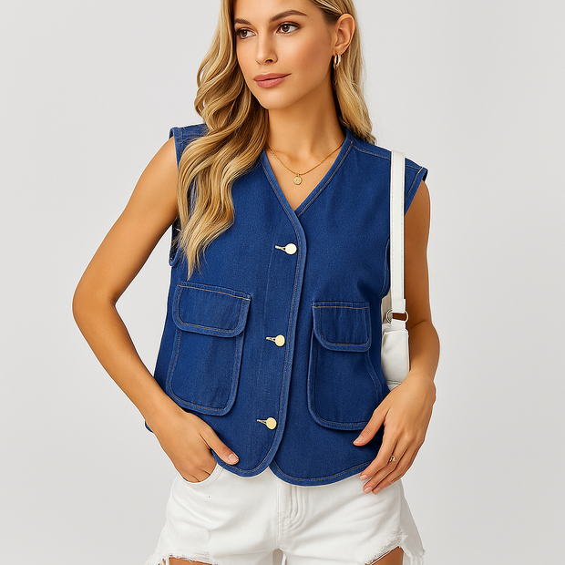 Gilet en denim décontracté pour femme - Fiorenne