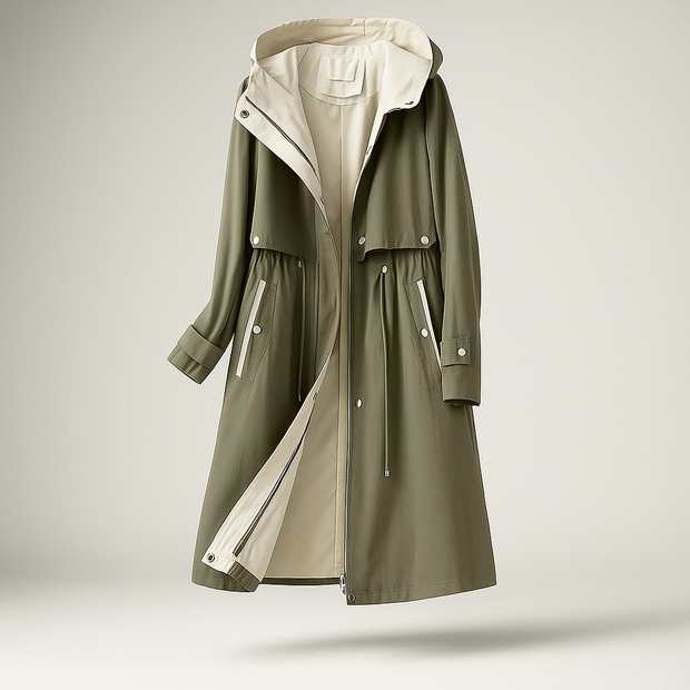 Trench long pour femme avec capuche réglable - Isolde