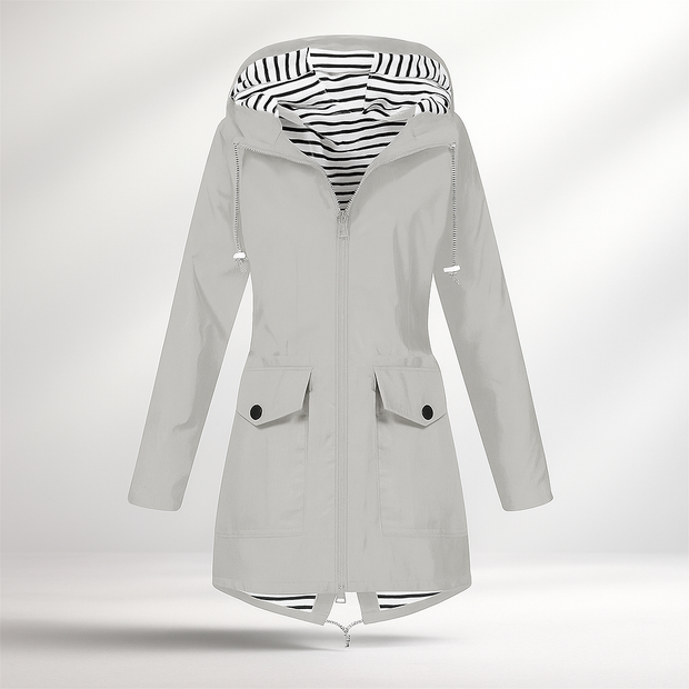Manteau léger et imperméable avec capuche réglable pour femmes - Jade