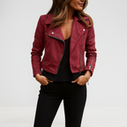 Bikerjacke aus Wildleder mit Metallreißverschluss - Samira