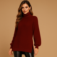Langer gestrickter Rollkragenpullover für Frauen - Zora