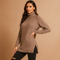 Langer gestrickter Rollkragenpullover für Frauen - Zora