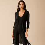 Langer offener Cardigan für Damen im minimalistischen Stil - Lang