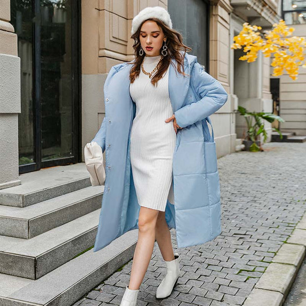 Manteau long matelassé avec ceinture pour femme - Catrina