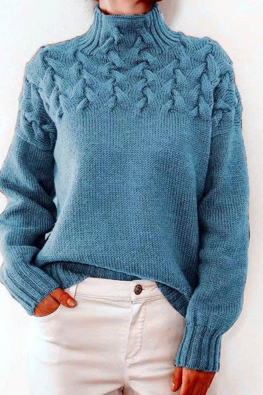 Claudine - Pull en tricot à col montant