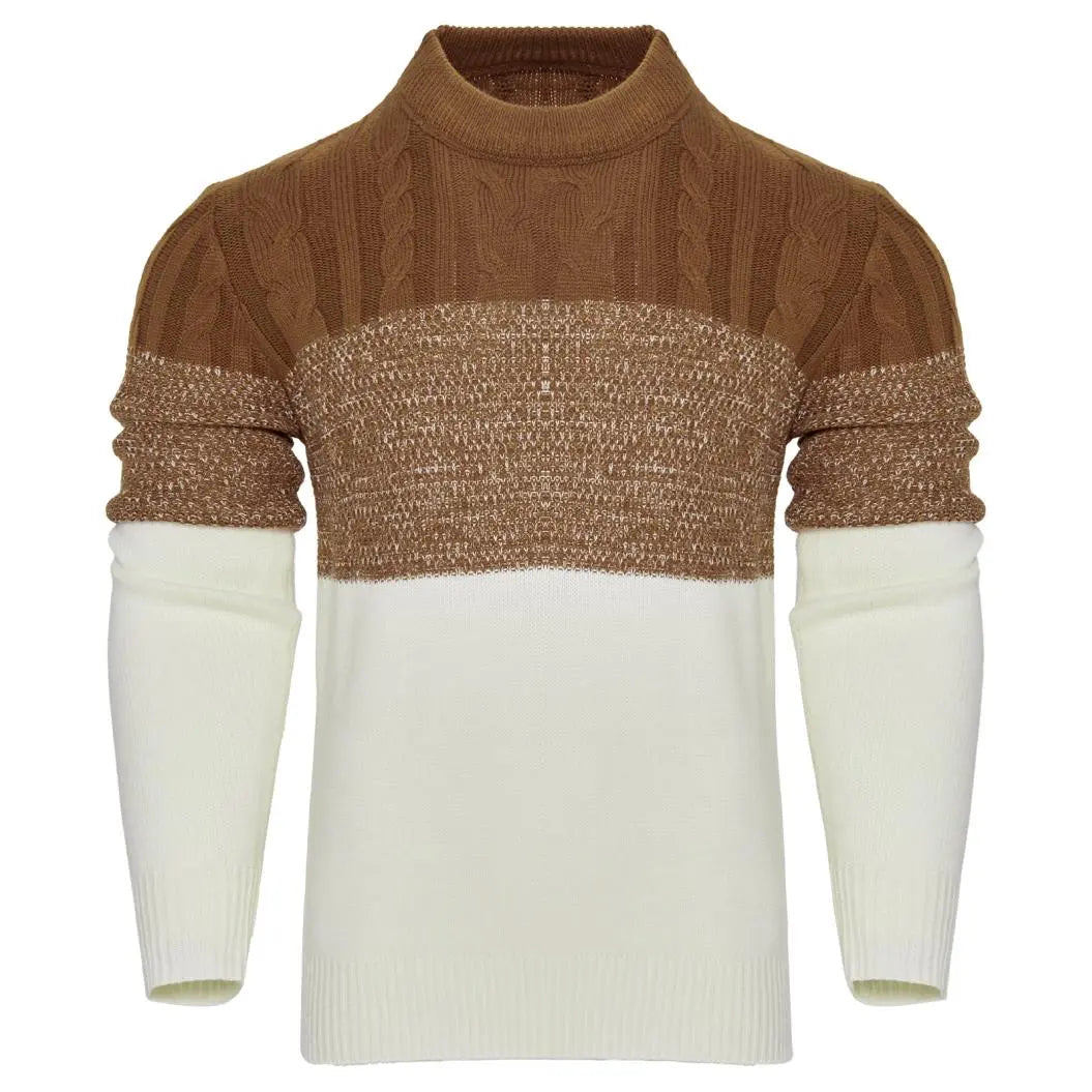Giam - Langärmeliger, lässiger Herren-Strickpullover mit Farbblöcken