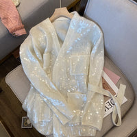 Damen-Pailletten-Strickjacke mit Glanzeffekt - Leyla