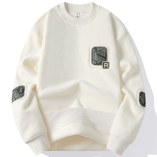 Pull homme à col rond et patchs décoratifs - Bjornik