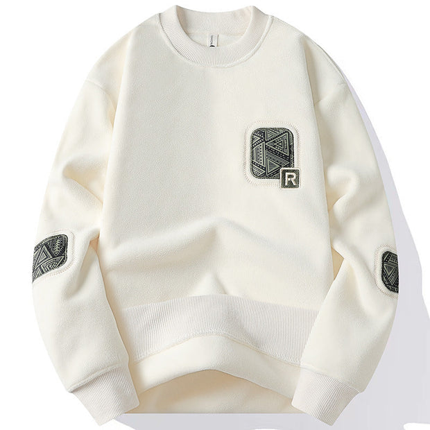 Pull homme à col rond et patchs décoratifs - Bjornik