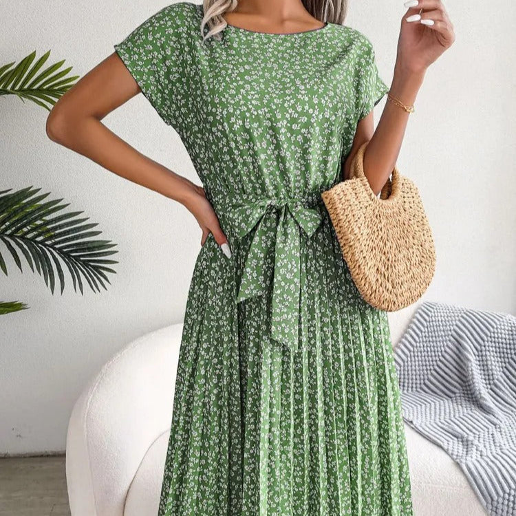 Lässiges Midikleid mit Plissee und Blumenmuster - Julieta