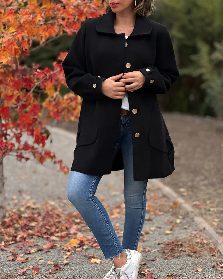 Damen Wollmantel mit Rollkragen und dezenter Schnürung - Melissa