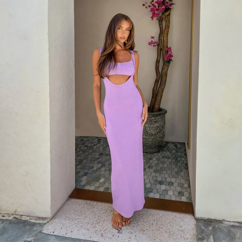 Langes ärmelloses Rippenkleid für Frauen - Juliette