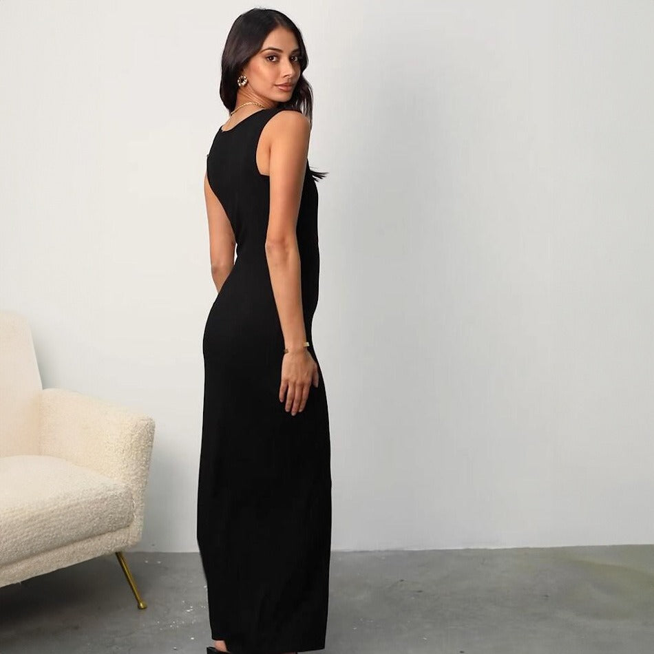 Langes ärmelloses Rippenkleid für Frauen - Juliette