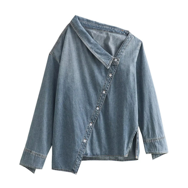Leah - Chemise en jean asymétrique décontractée