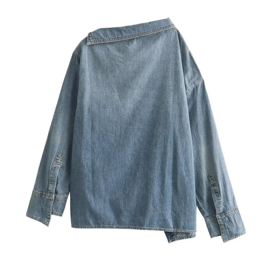 Leah - Chemise en jean asymétrique décontractée