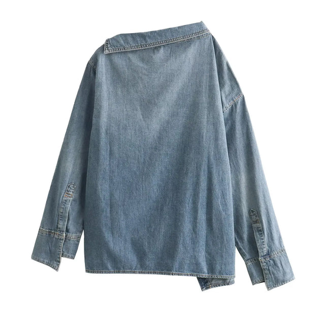Leah - Chemise en jean asymétrique décontractée
