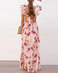 Sofia - Longue robe d'été à dos ouvert et imprimé floral