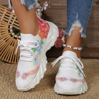 Damen-Turnschuhe aus atmungsaktivem Stoff mit Blumenprint - Julieta