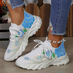 Damen-Turnschuhe aus atmungsaktivem Stoff mit Blumenprint - Julieta