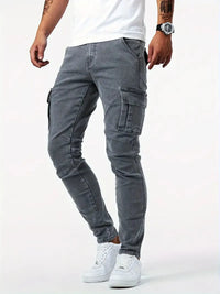 Pantalon cargo en denim stretch bleu clair pour hommes - Denver