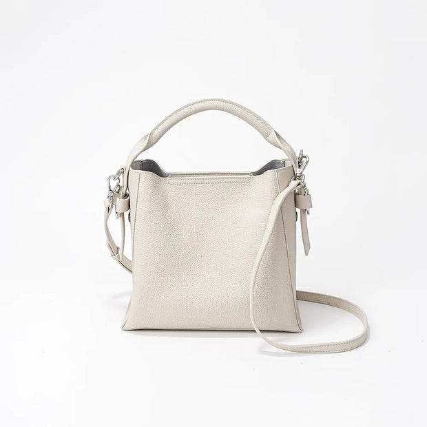 Sac seau pour femme en cuir véritable au design structuré - Bleu clair