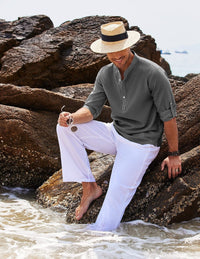 Chemise homme à col mao en coton léger style décontracté - Adrián