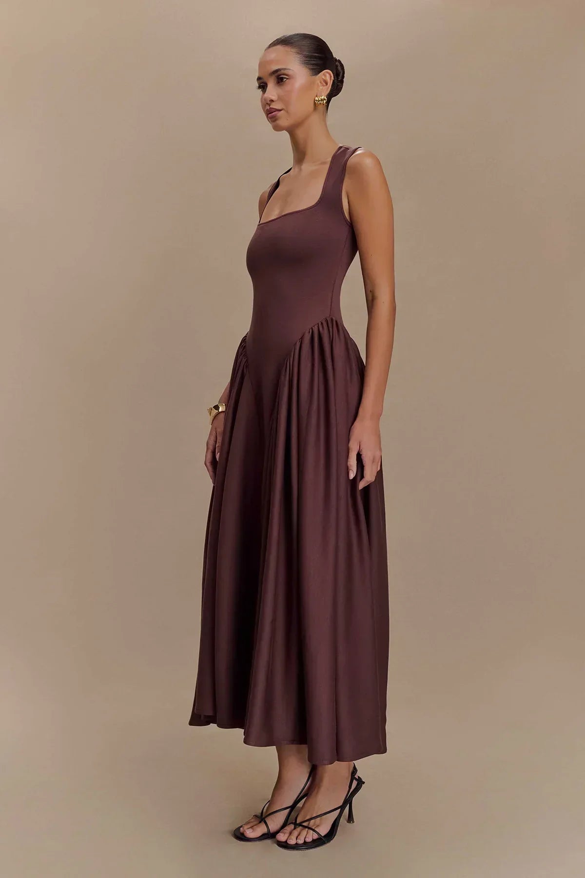 Midikleid mit quadratischem Ausschnitt für Frauen - Brigitte
