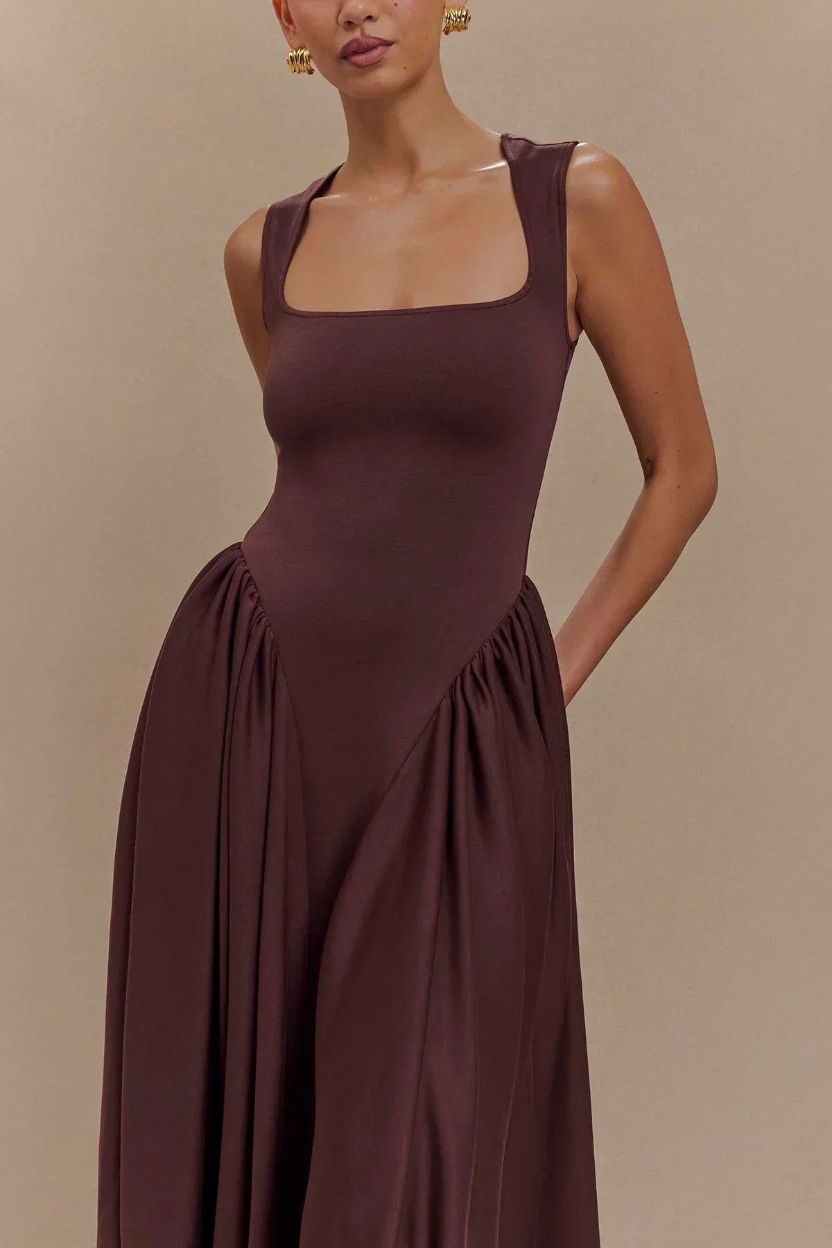 Midikleid mit quadratischem Ausschnitt für Frauen - Brigitte