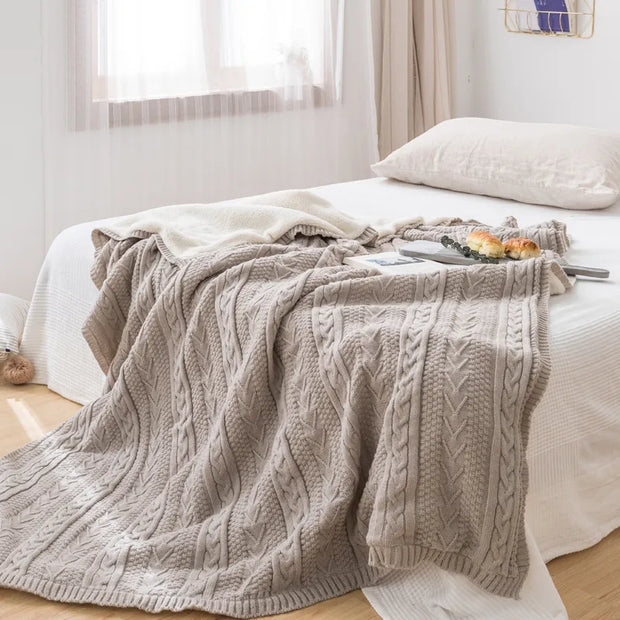 Couverture tricotée décontractée au style rétro pour l'automne et l'hiver