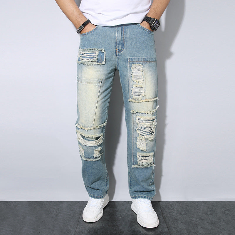 Gerade Herrenjeans mit Rissen - Soren