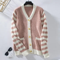 Nicolle - Gestreifter Damen Pullover mit Knöpfen