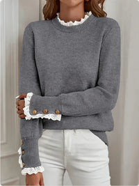 Damen Strickpullover Weich Normaler Schnitt Manschetten – Yllena