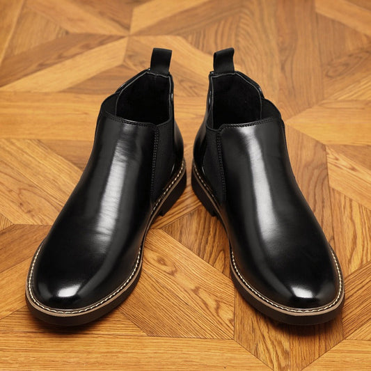Bottines style chelsea en cuir synthétique extensible pour hommes - Mateo