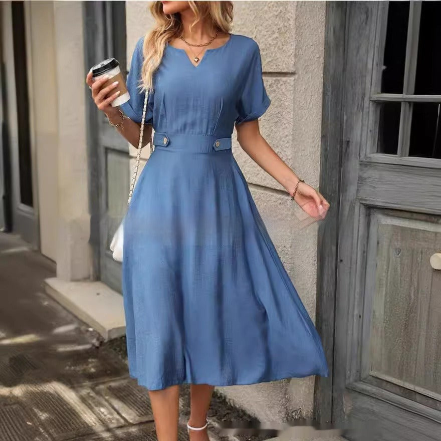 Damen-Midikleid mit taillierter Passform im fließenden, eleganten Stil - Renata